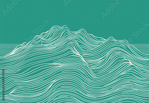 A simple line drawing of the ocean with waves. Created with Ai
