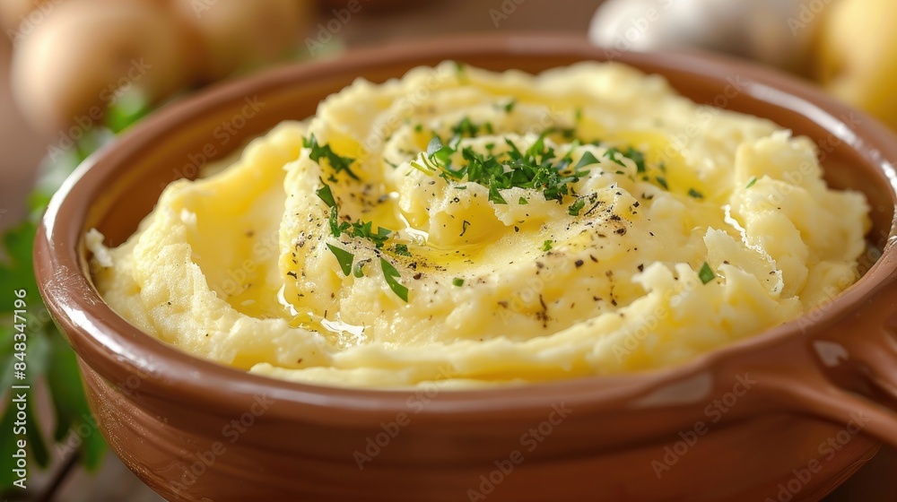 Creamy mashed potatoes in a dish Creamy mashed potatoes in a dish
