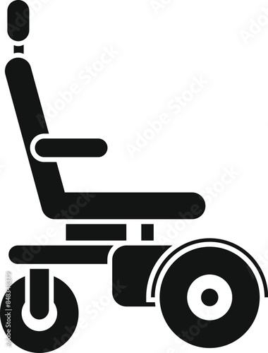 Silhouette of a modern electric wheelchair, representing assistive technology for individuals with mobility impairments