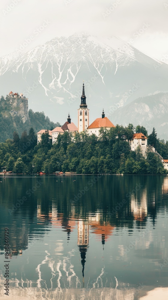 potions displayed near a rustic church, with majestic snowy peaks towering over a peaceful mountain town. potions displayed near a rustic church, with majestic snowy peaks towering over a peaceful mountain town.