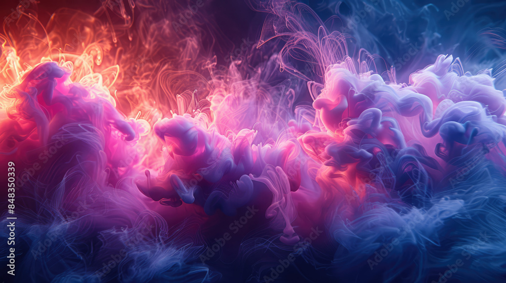 Obraz premium Abstract liquid smoke background. Pink magenta purple color ink dynamic motion background