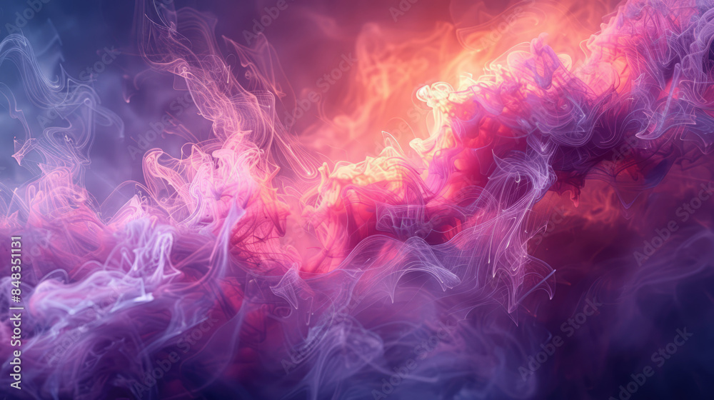 Fototapeta premium Abstract liquid smoke background. Pink magenta purple color ink dynamic motion background