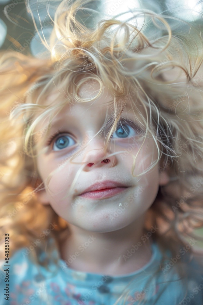 Blonde Girl with Wind-Blown Hair