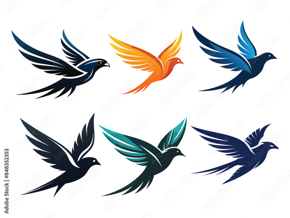 Flying Bird icon logo vector Flying Bird icon logo vector