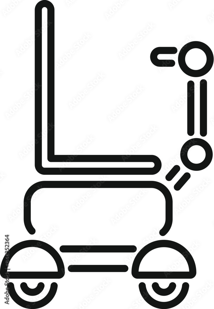 Simple line art icon of an electric wheelchair, representing concepts of accessibility, disability support, and modern healthcare solutions Simple line art icon of an electric wheelchair, representing concepts of accessibility, disability support, and modern healthcare solutions