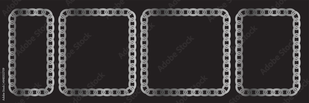 Chain pattern brush set. Cartoon metal different chain borders and frames. Isolated on white background. Vector illustration. 11:11 Chain pattern brush set. Cartoon metal different chain borders and frames. Isolated on white background. Vector illustration. 11:11