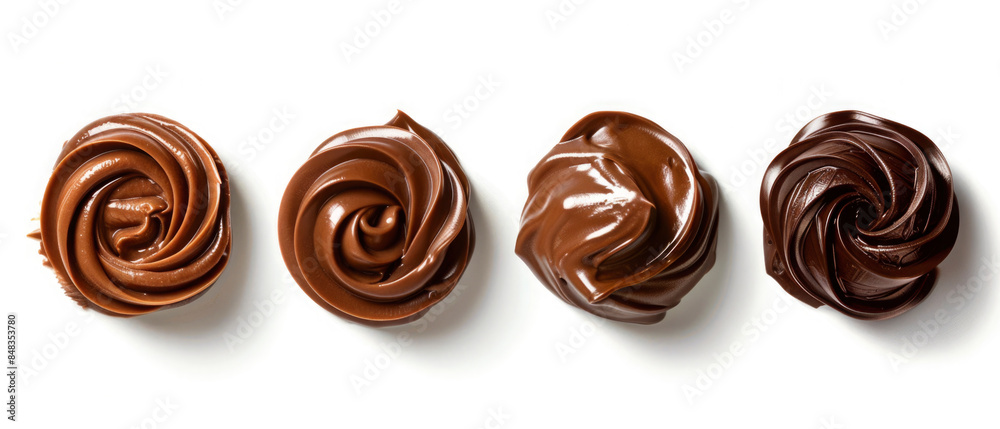 Delicious sweet dessert food chocolates truffles, isolated on white background Delicious sweet dessert food chocolates truffles, isolated on white background