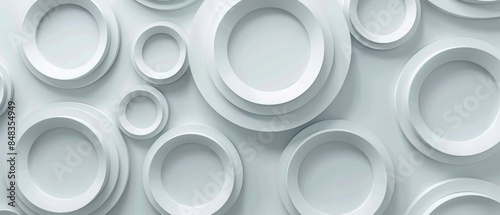 Fototapeta Naklejka Na Ścianę i Meble -  White geometric round circles circle 3d tiles pattern wall texture background 