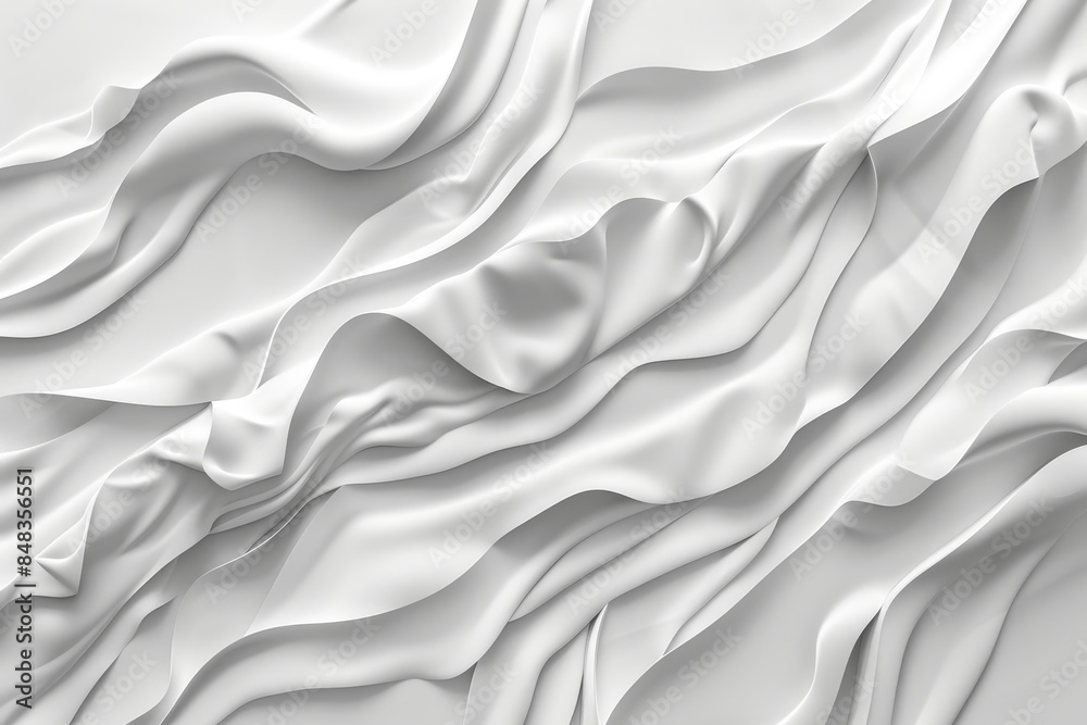 Fototapeta premium Abstract white 3D wavy background.