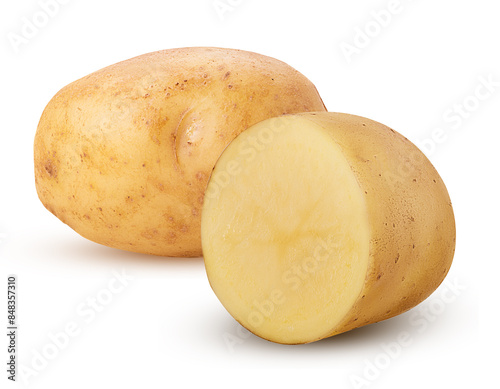 Young potatoes one cut in half