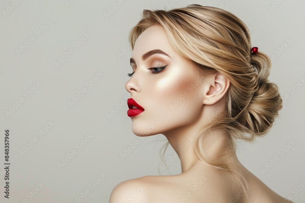 A captivating woman with blonde hair and fair complexion, highlighting her neck, shoulders, and décolletage, with subtle contouring accentuating the contours of her face A captivating woman with blonde hair and fair complexion, highlighting her neck, shoulders, and décolletage, with subtle contouring accentuating the contours of her face