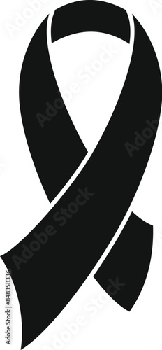 Black ribbon awareness symbol representing mourning and melanoma