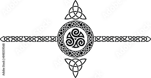 Celtic Pattern Circle Header with Tribal Spirals and Triquetra