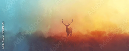 A deer blending into the colors of a foggy morning. © ebhanu