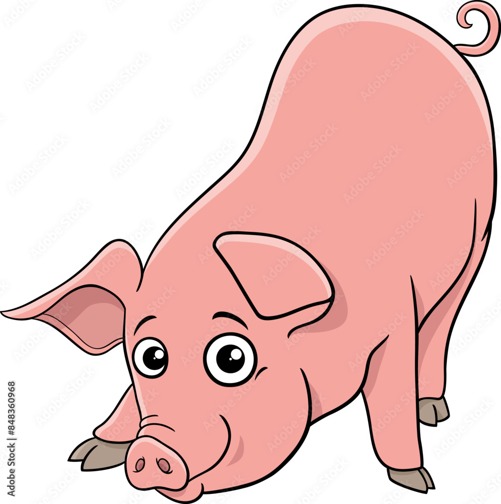 Naklejka premium cartoon cute piglet farm animal character