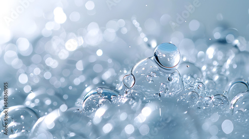 burbujas líquidas salpicaduras de agua y gotas photo