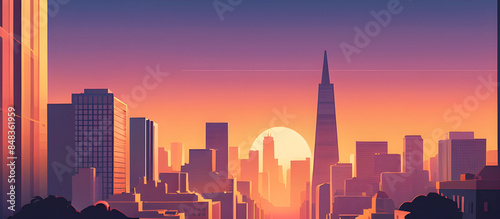 san francisco sunset minimalistic background