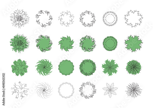 Set of vector trees for architecture, engineering and landscaping projects