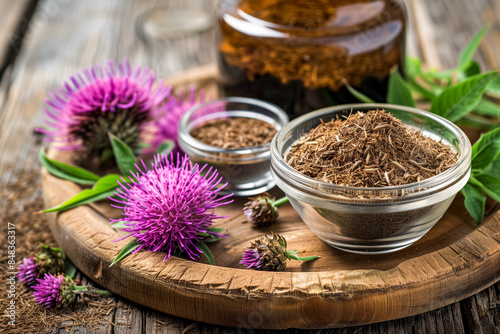 Milk thistle plant with seeds photo