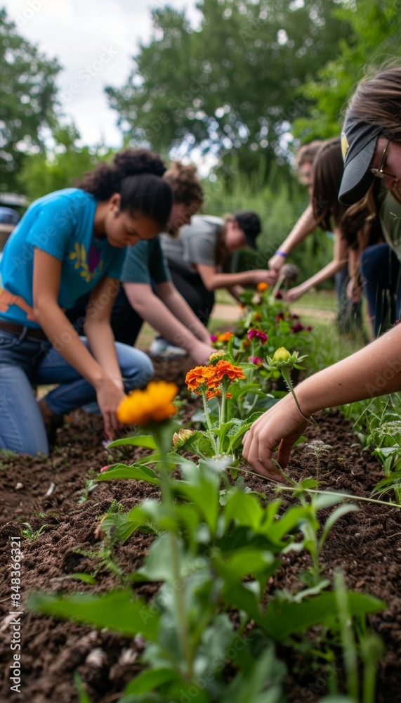 Students Planting Pollinator Garden to Promote Biodiversity with Bee and Butterfly-Friendly Flowers Students Planting Pollinator Garden to Promote Biodiversity with Bee and Butterfly-Friendly Flowers