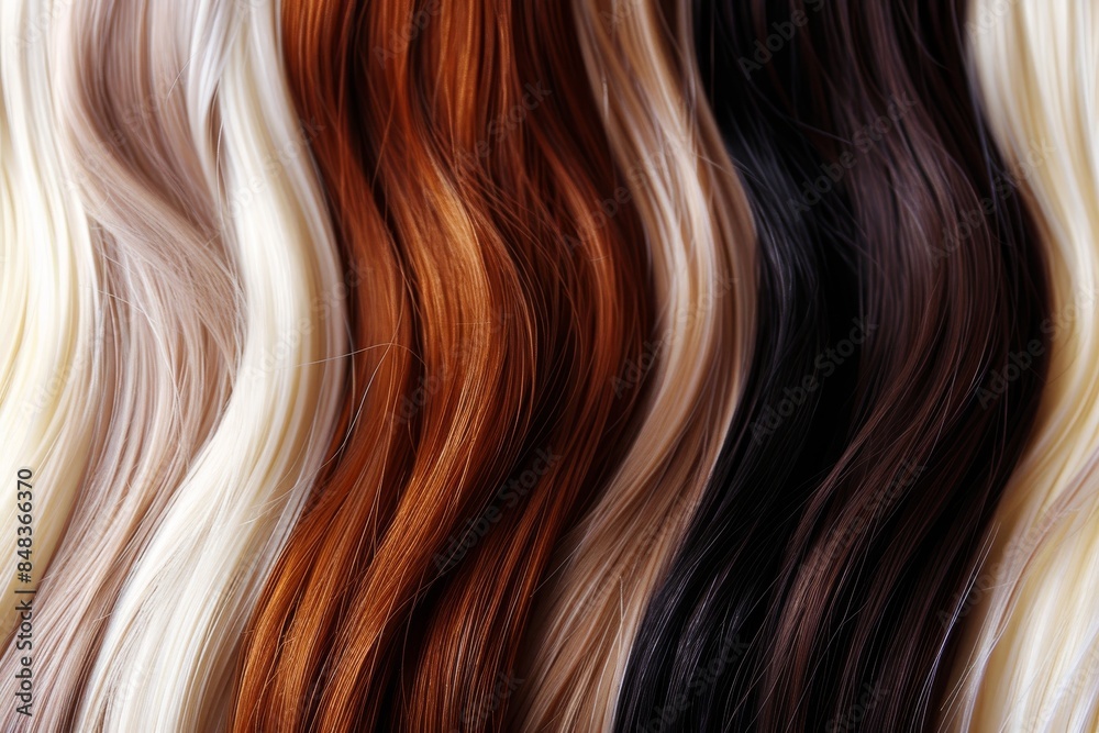 Shiny, natural hair extensions in various colors Shiny, natural hair extensions in various colors