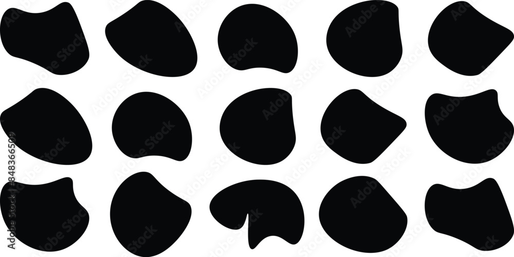 Fototapeta premium Liquid irregular blob shapes. Abstract elements graphic flat style design. Simple fluid circle shape. Blob shape
