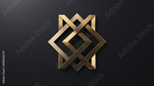 Abstract geometric pattern with gold squares on a black background.