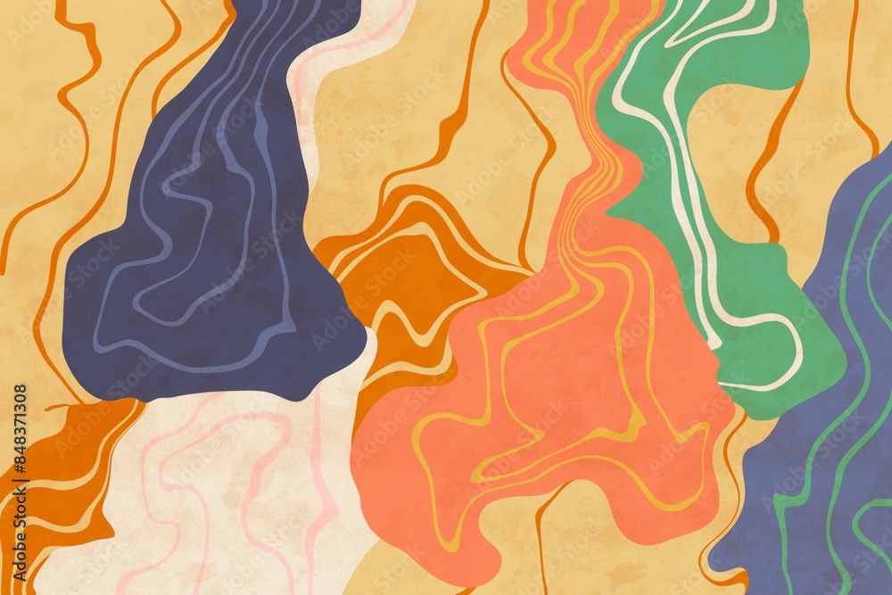 Curved line illustrations in a multicolored abstract design Curved line illustrations in a multicolored abstract design