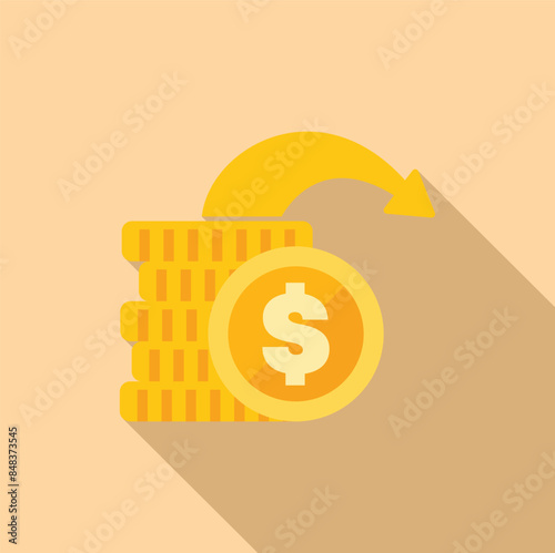 Stack of gold coins is decreasing, symbolizing money loss and financial crisis