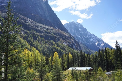 The Autumn in Siguniang Mountain at west of the capital city of Chengdu in Xiaojin country ,Sichuan ,China photo