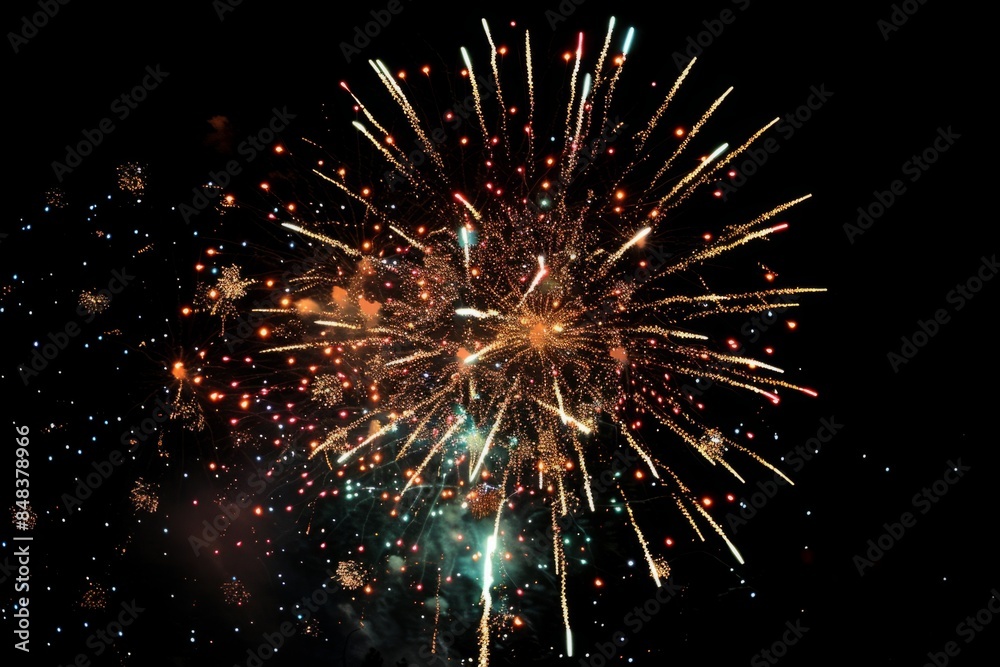 Fototapeta premium Festive fireworks in the dark sky