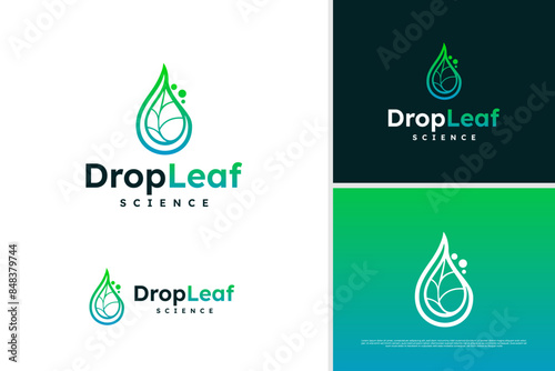 Vector water drop logo design, eco leaf logo, science logo design template