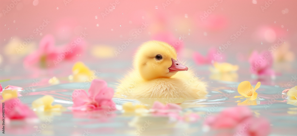cute yellow duckling on soft background cute yellow duckling on soft background