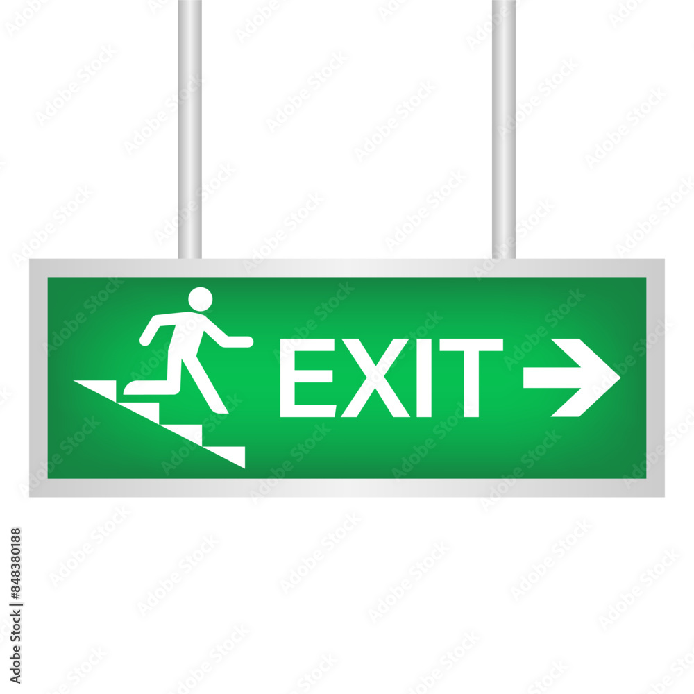 Exit Sign. Fire Exit Sign. Emergency Fire Exit Sign. Vector Illustration Isolated on White Background. Exit Sign. Fire Exit Sign. Emergency Fire Exit Sign. Vector Illustration Isolated on White Background.