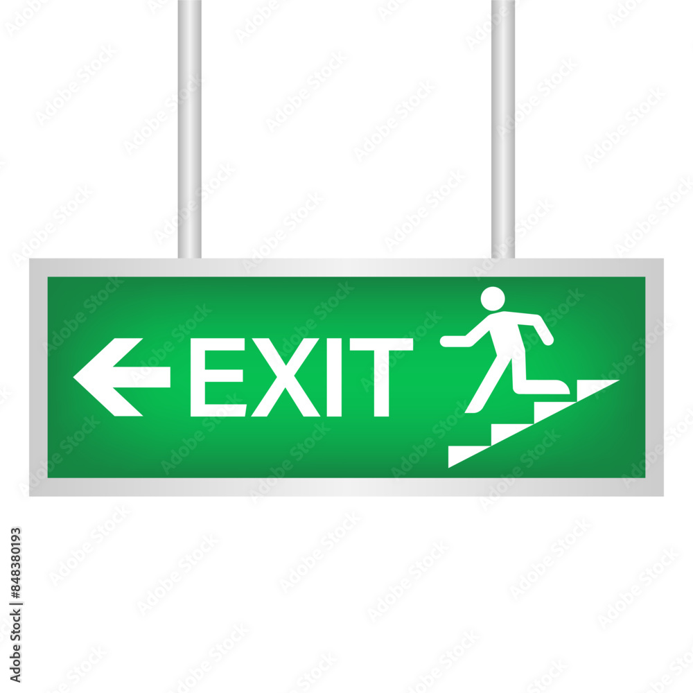 Exit Sign. Fire Exit Sign. Emergency Fire Exit Sign. Vector Illustration Isolated on White Background. Exit Sign. Fire Exit Sign. Emergency Fire Exit Sign. Vector Illustration Isolated on White Background.