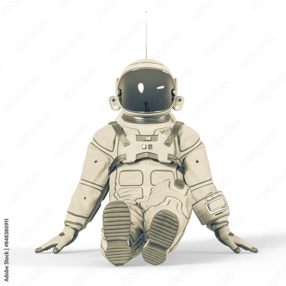 astronaut is resting on the flor on front view astronaut is resting on the flor on front view