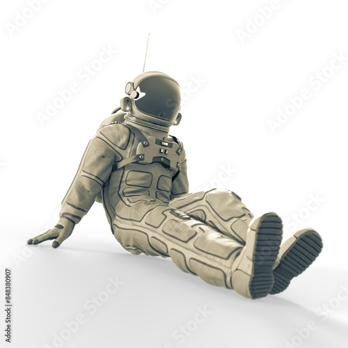 astronaut is resting on the flor on cool view