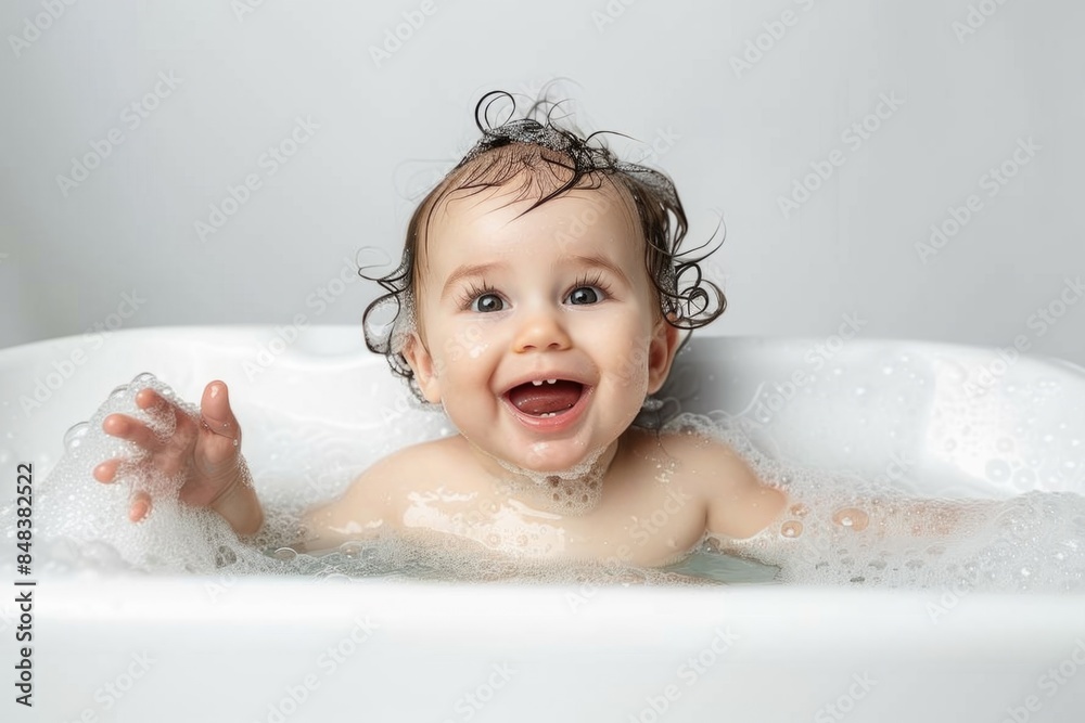 Funny baby bathes in the bath Funny baby bathes in the bath