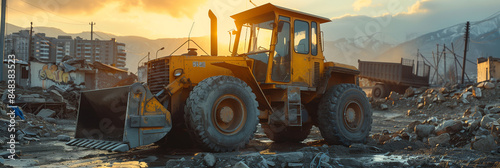 Realistic Detail of Front End Loader at Worksite photo