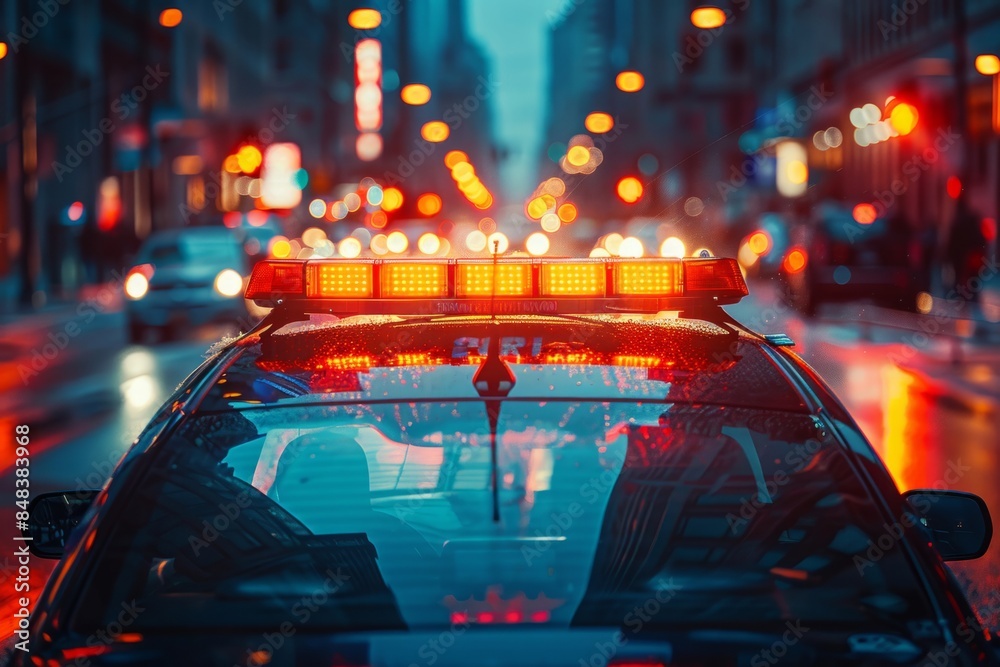 police car flashing light, crime fighting concept police car flashing light, crime fighting concept