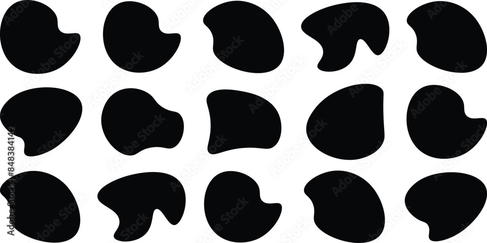 Fototapeta premium Liquid irregular blob shapes. Abstract elements graphic flat style design. Simple fluid circle shape. Blob shape
