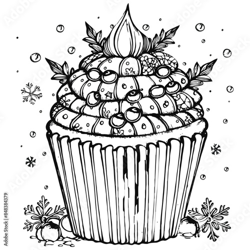 Vector  Cupcake on white background