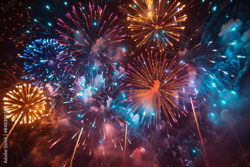 Fototapeta premium Festive fireworks in the sky