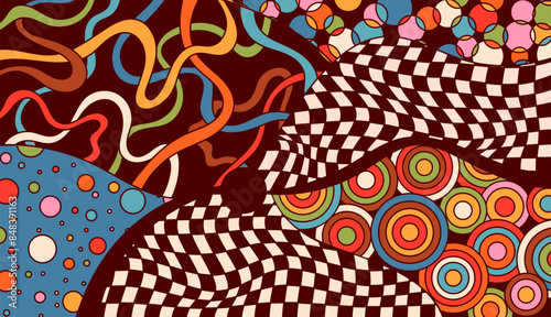 Psychedelic groovy warm color coloring page.