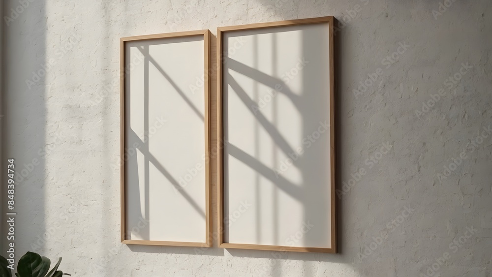 Obraz premium Mockup of poster, photo frame on white wall background