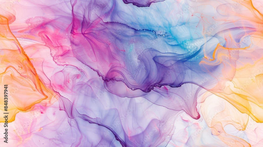Colorful abstract background with fluid waves of liquid paint, creating an otherworldly and dreamy atmosphere. Colorful abstract background with fluid waves of liquid paint, creating an otherworldly and dreamy atmosphere.
