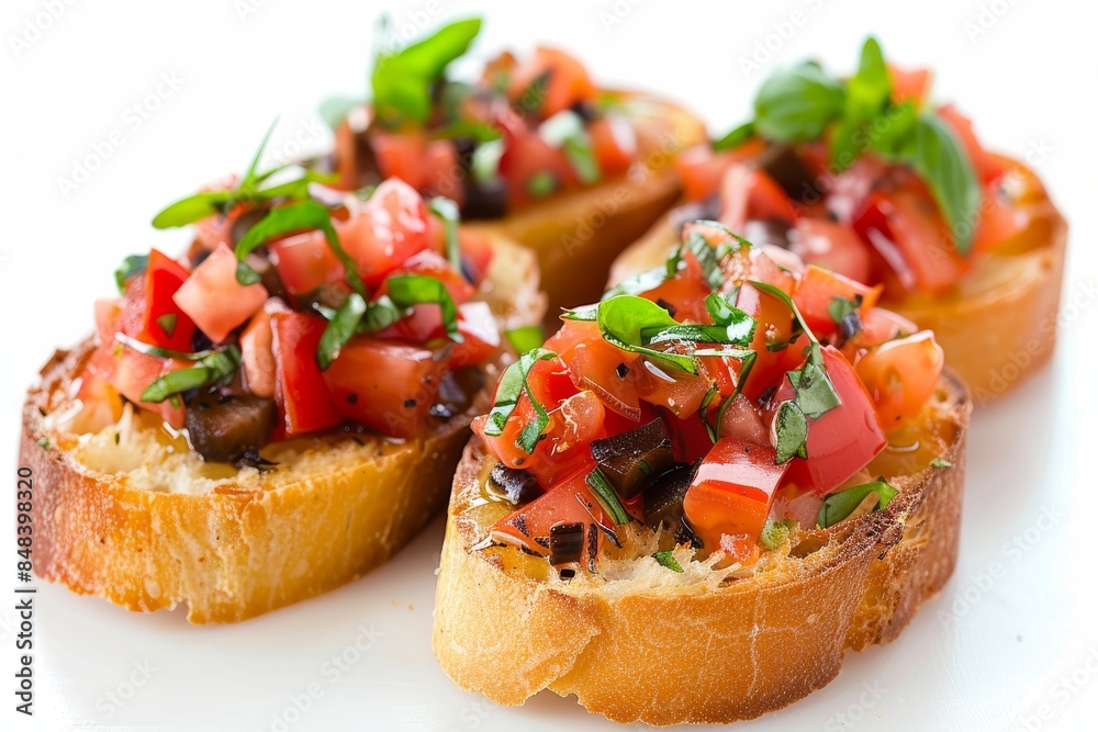 Fresh bruschetta topped with diced tomatoes, basil, and drizzled with balsamic glaze, perfect for a light and flavorful appetizer or snack Fresh bruschetta topped with diced tomatoes, basil, and drizzled with balsamic glaze, perfect for a light and flavorful appetizer or snack