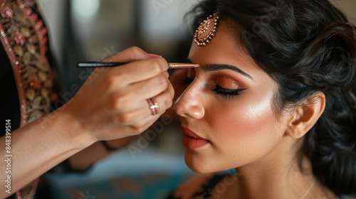 Indian makeup artist transforming clients for a special event or photoshoot