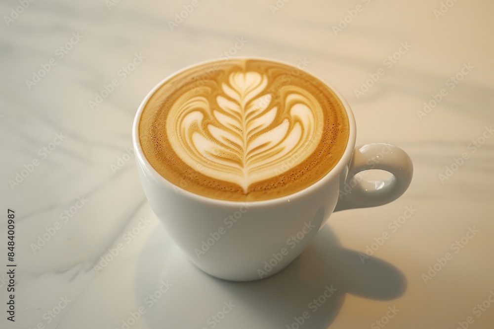 Stylish latte with heart shaped latte art, captured in a close up shot to showcase the barista s skill and the beauty of coffee art