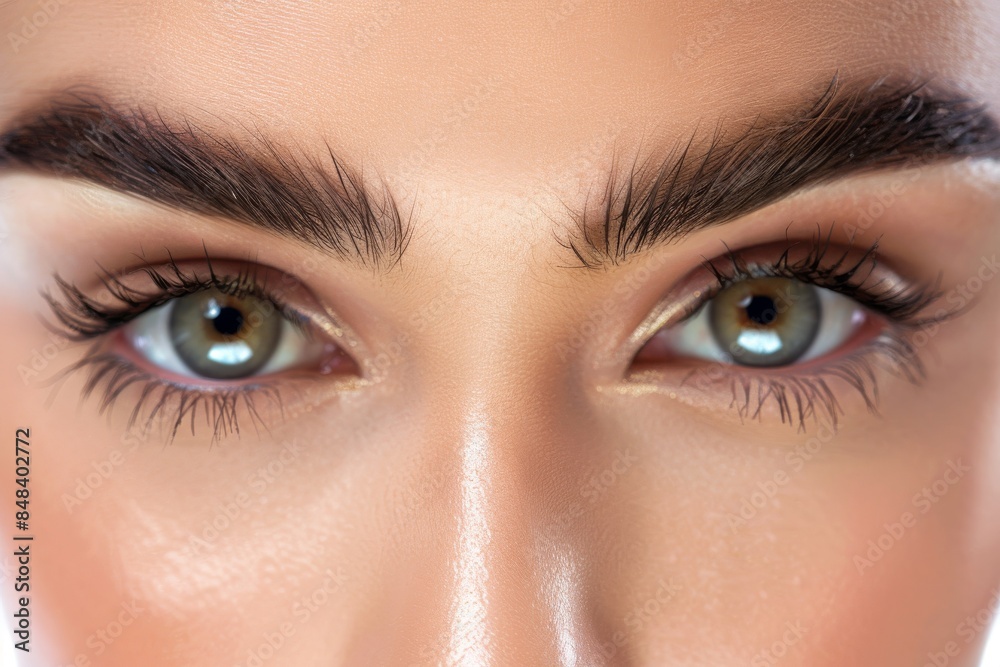 Close up of Woman s Green Eyes, Focus on Eyebrows, Macro Photography Close up of Woman s Green Eyes, Focus on Eyebrows, Macro Photography
